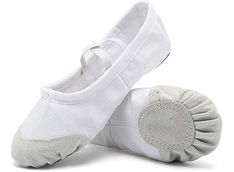 Canvas ballerina flats with flat leather soles for dancing, yoga ballet for young children, for girls (multicolored) - Image 1