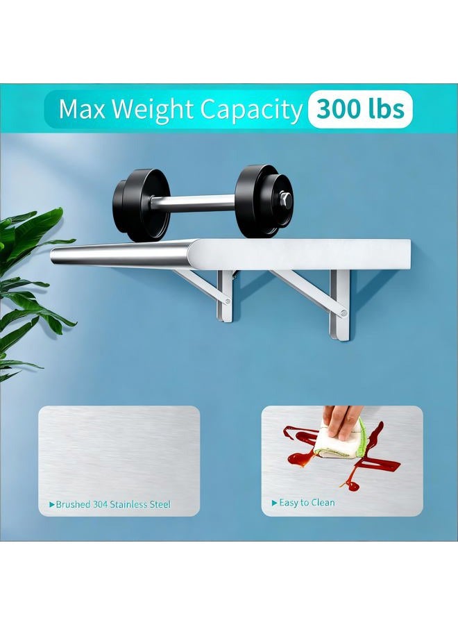 Picesa Concession Shelf 48"L x 12"W，22 gauge ASTM 304 Stainless Steel Folding Serving Food Shelf ，Wall Mount Shelving , Stainless Steel Shelf For Food Truck, grill area,BBQ working table, Restaurant .NSF - Image 4