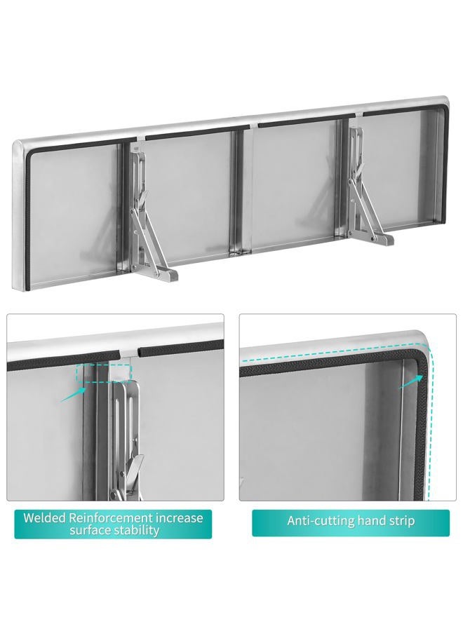 Picesa Concession Shelf 48"L x 12"W，22 gauge ASTM 304 Stainless Steel Folding Serving Food Shelf ，Wall Mount Shelving , Stainless Steel Shelf For Food Truck, grill area,BBQ working table, Restaurant .NSF - Image 3