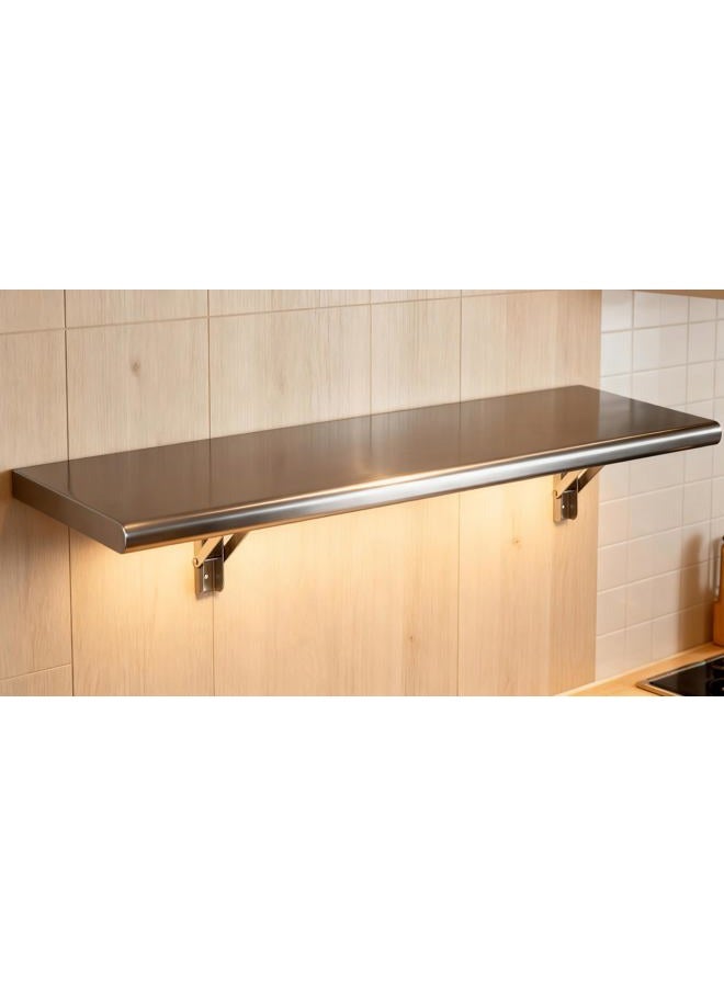 Picesa Concession Shelf 48"L x 12"W，22 gauge ASTM 304 Stainless Steel Folding Serving Food Shelf ，Wall Mount Shelving , Stainless Steel Shelf For Food Truck, grill area,BBQ working table, Restaurant .NSF - Image 1
