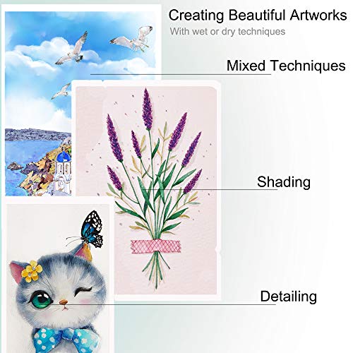 KALOUR Professional Watercolor Pencils with 2 Brush - 72 Colors - Beautiful Blending Effects with Wet or Dry - Ideal for Coloring Book - Water Soluble Pencils for Kids Adults Beginners - Image 4