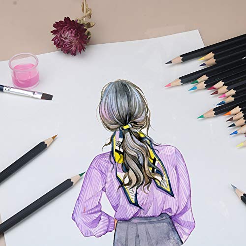 KALOUR Professional Watercolor Pencils with 2 Brush - 72 Colors - Beautiful Blending Effects with Wet or Dry - Ideal for Coloring Book - Water Soluble Pencils for Kids Adults Beginners - Image 3
