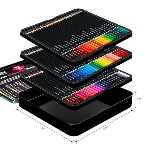 KALOUR Professional Watercolor Pencils with 2 Brush - 72 Colors - Beautiful Blending Effects with Wet or Dry - Ideal for Coloring Book - Water Soluble Pencils for Kids Adults Beginners - Image 5