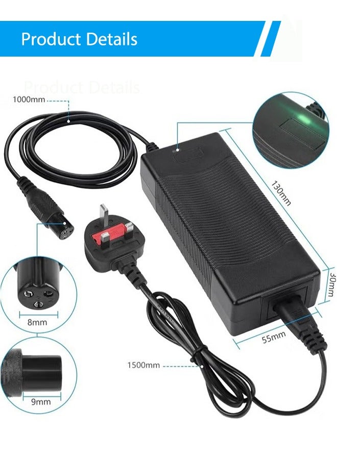 إس كولور شاحن سكوتر كهربائي 3 دبوس ، محول طاقة عالمي بمنفذ DC 8 مم ، شاحن بطارية ليثيوم 42 فولت للتزلج ، سكوتر ذاتي التوازن ، لوح الانجراف ، دراجة أحادية العجلات ، دراجة كهربائية - Image 3