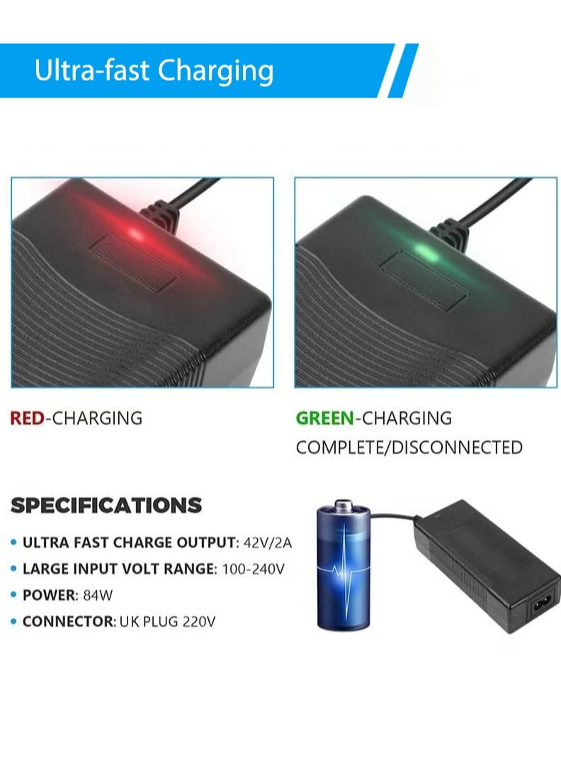 إس كولور شاحن سكوتر كهربائي 3 دبوس ، محول طاقة عالمي بمنفذ DC 8 مم ، شاحن بطارية ليثيوم 42 فولت للتزلج ، سكوتر ذاتي التوازن ، لوح الانجراف ، دراجة أحادية العجلات ، دراجة كهربائية - Image 5