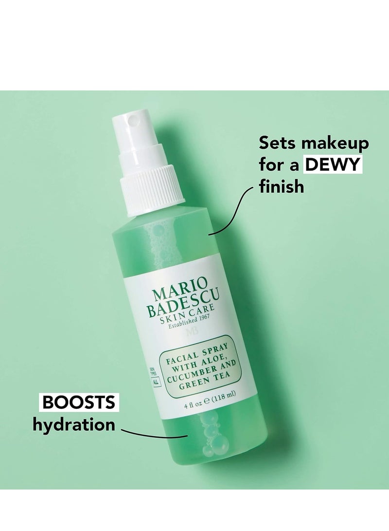Mario Badescu Facial Spray 2 Piece Set, Includes Aloe, Chamomile & Lavender Face Mist PLUS Aloe, Cucumber, Green Tea Face Mist for All Skin Types, Dewy Finish, 4 Fl Oz, 2 Count (Pack of 1) - Image 3