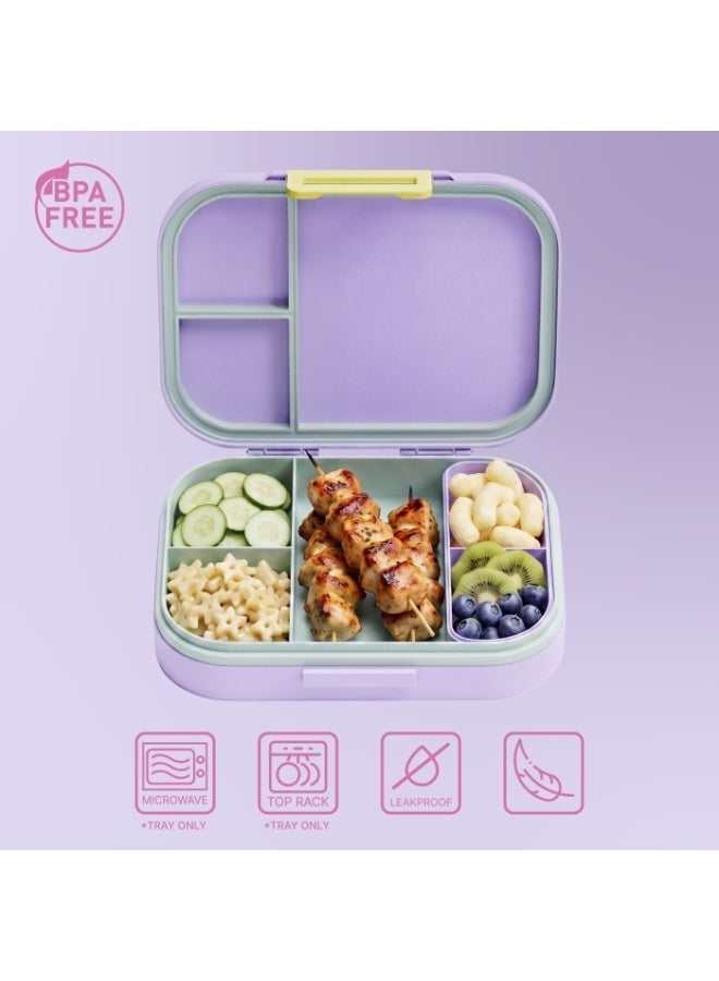 BEOLA Bento Box with 5 Compartments, BPA Free Plastic Lunch Container, Leakproof School Tiffin Lunch Box with Lid, Snack Organizer, Lightweight Food Storage (Balloon Party) - Image 2