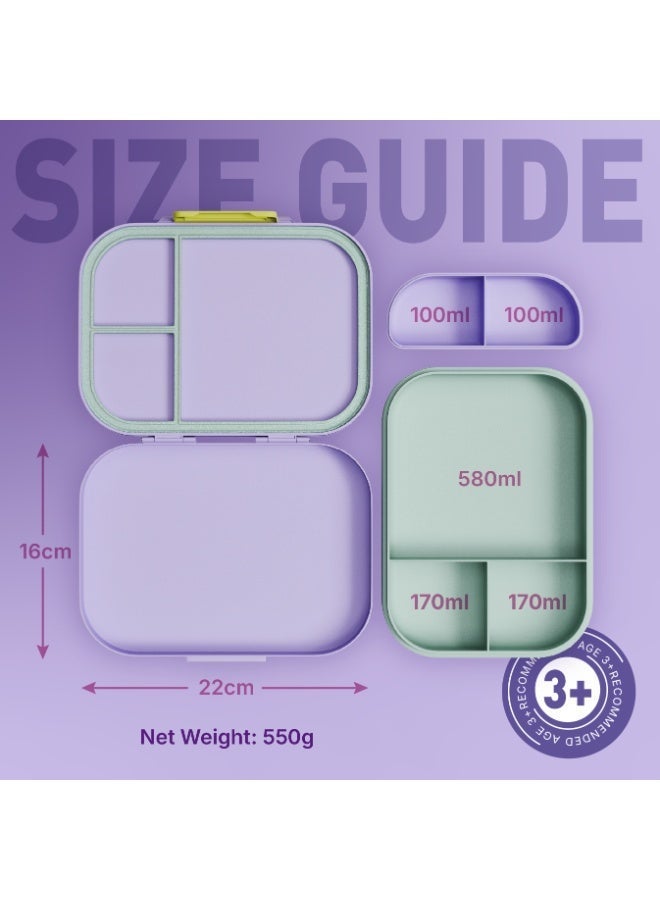 BEOLA Bento Box with 5 Compartments, BPA Free Plastic Lunch Container, Leakproof School Tiffin Lunch Box with Lid, Snack Organizer, Lightweight Food Storage (Balloon Party) - Image 4