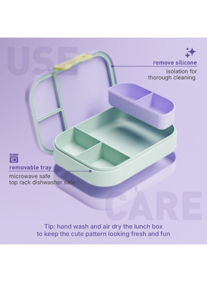 BEOLA Bento Box with 5 Compartments, BPA Free Plastic Lunch Container, Leakproof School Tiffin Lunch Box with Lid, Snack Organizer, Lightweight Food Storage (Balloon Party) - Image 5