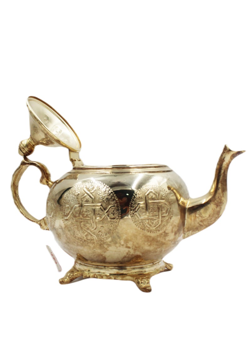 Antique Museum Moroccan Arabic Traditional Gold Plated Tea Pot 16 X 30 cm  - Image 3