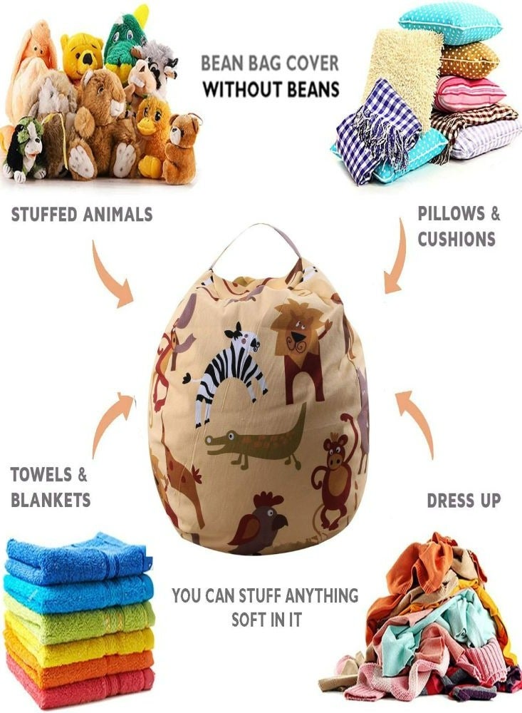 Family Sofa Canvas Cartoon Pattern Children's Plush Toys Storage Bean Bag Lazy Sofa Bean Bag Chair