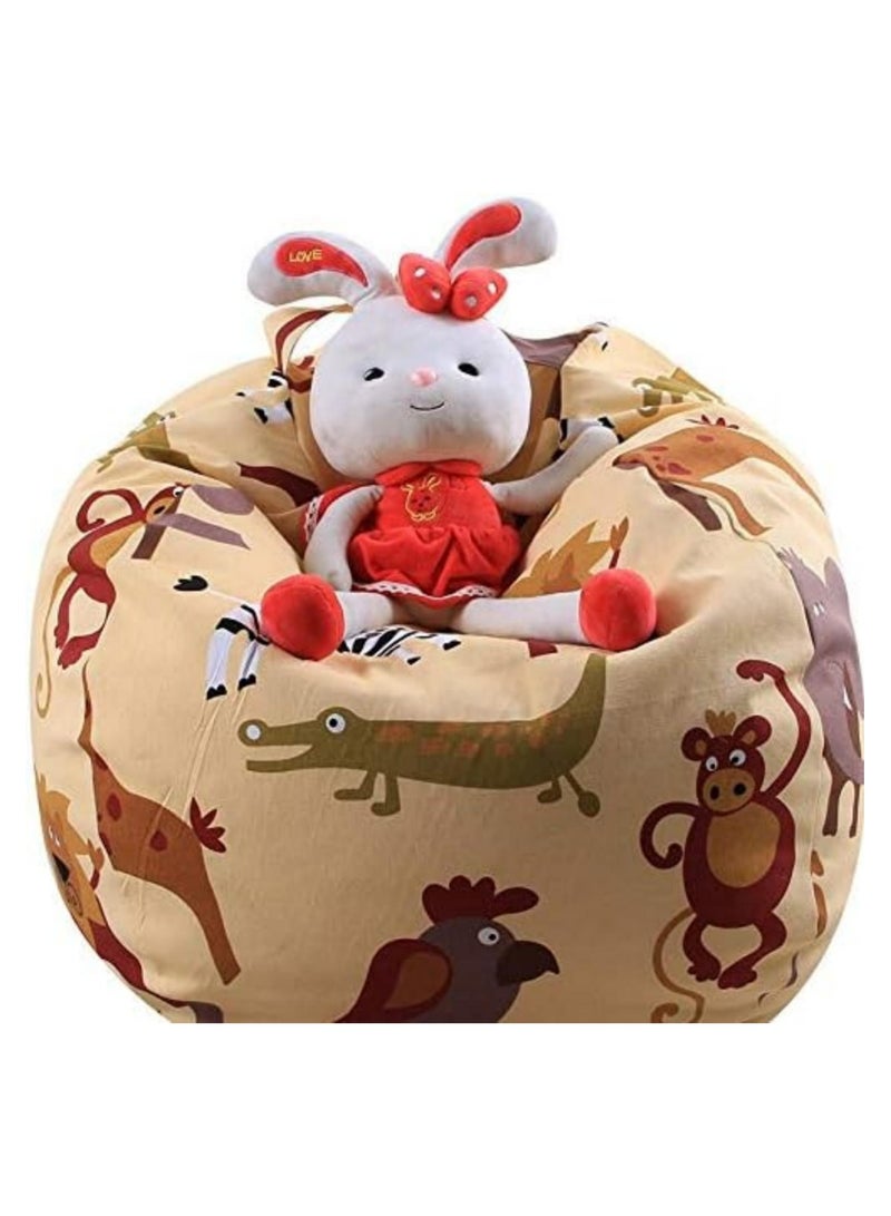 Family Sofa Canvas Cartoon Pattern Children's Plush Toys Storage Bean Bag Lazy Sofa Bean Bag Chair