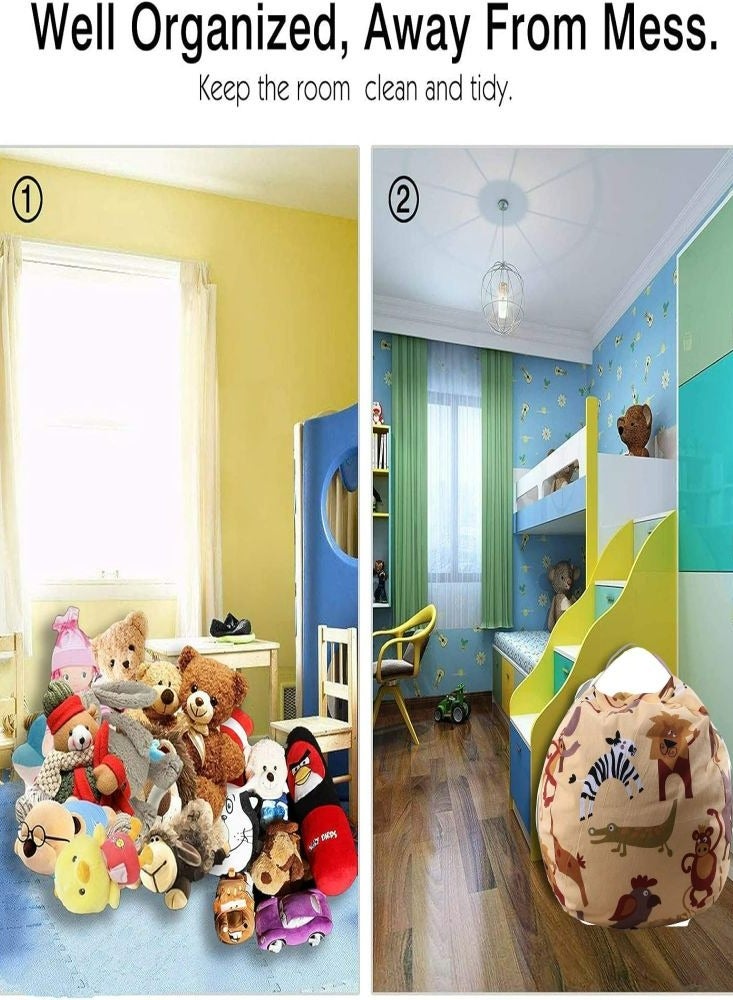 Family Sofa Canvas Cartoon Pattern Children's Plush Toys Storage Bean Bag Lazy Sofa Bean Bag Chair