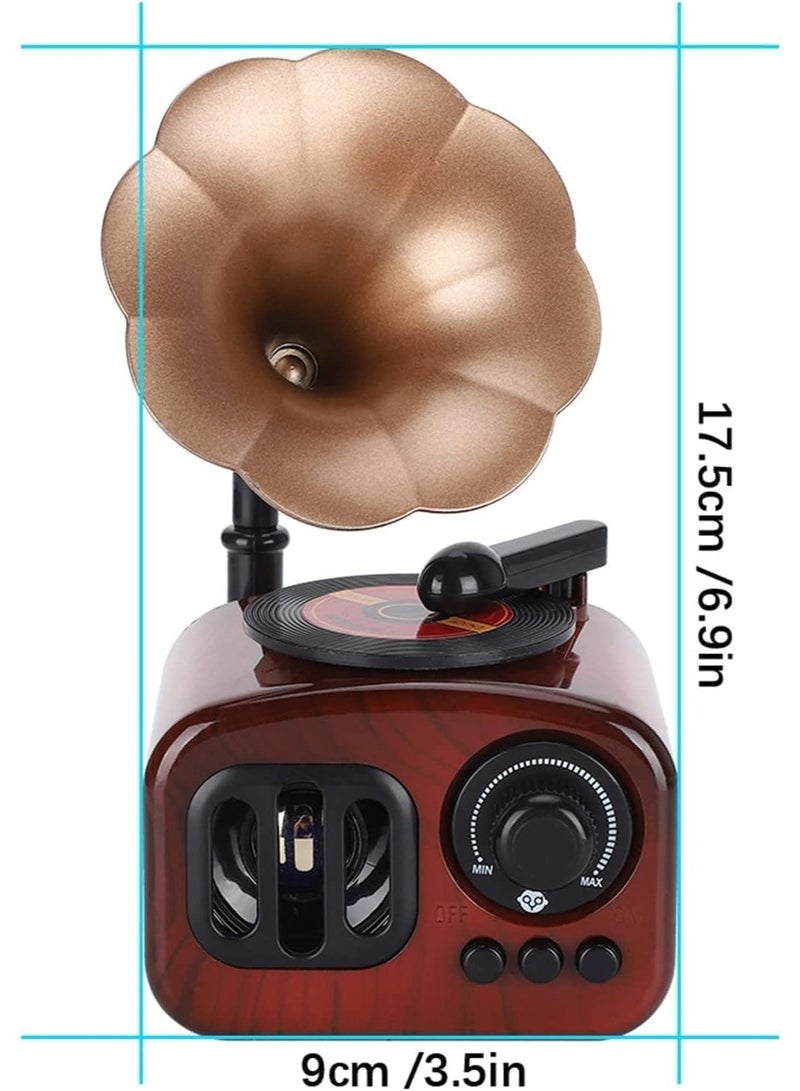 سبيس شوب صندوق موسيقى صندوق موسيقى قديم على شكل جراموفون هدية مبتكرة ديكور مكتبي للمنزل هدية موسيقية صندوق مجوهرات موسيقي 17x9.5x9 سم - Image 3