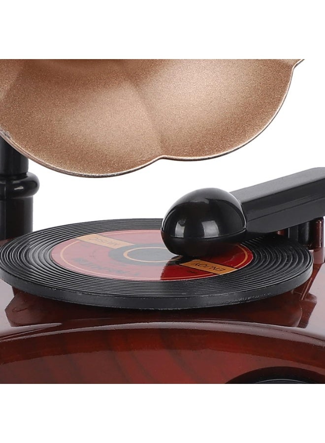 سبيس شوب صندوق موسيقى صندوق موسيقى قديم على شكل جراموفون هدية مبتكرة ديكور مكتبي للمنزل هدية موسيقية صندوق مجوهرات موسيقي 17x9.5x9 سم - Image 2