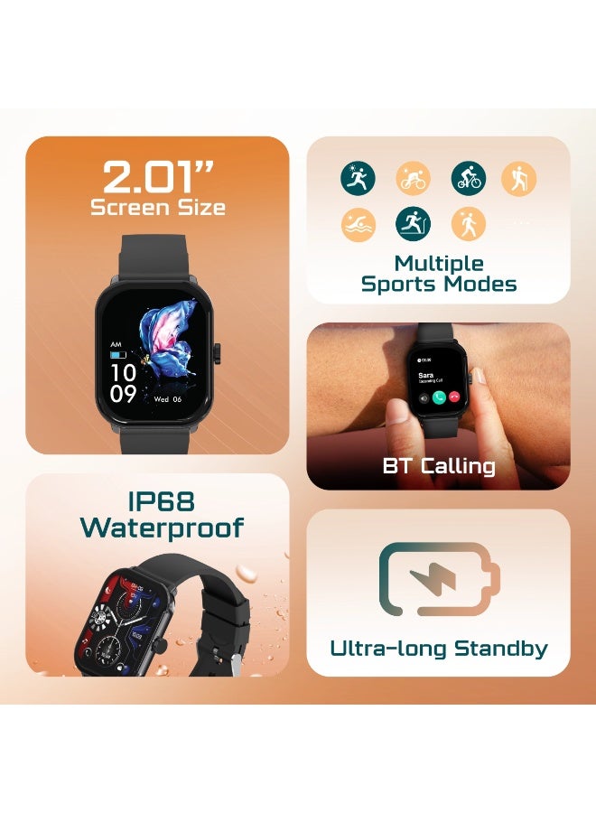 AcceOn Aeris Pro ACC-SW408 Smartwatch – 2.1" Ultra-Clear Display, Bluetooth 5.4 Calling, IP68 Waterproof, Comprehensive Health & Sports Tracking – Includes Extra Silicone Strap – Black - Image 2