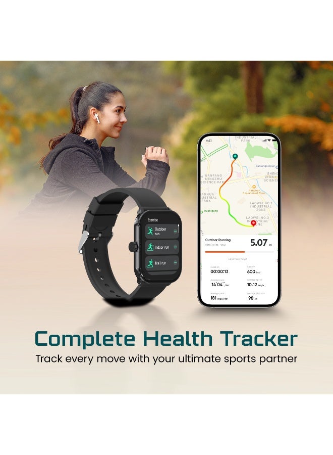 AcceOn Aeris Pro ACC-SW408 Smartwatch – 2.1" Ultra-Clear Display, Bluetooth 5.4 Calling, IP68 Waterproof, Comprehensive Health & Sports Tracking – Includes Extra Silicone Strap – Black - Image 4