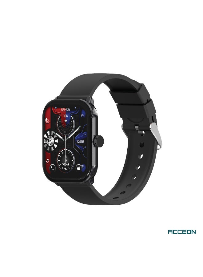AcceOn Aeris Pro ACC-SW408 Smartwatch – 2.1" Ultra-Clear Display, Bluetooth 5.4 Calling, IP68 Waterproof, Comprehensive Health & Sports Tracking – Includes Extra Silicone Strap – Black - Image 1