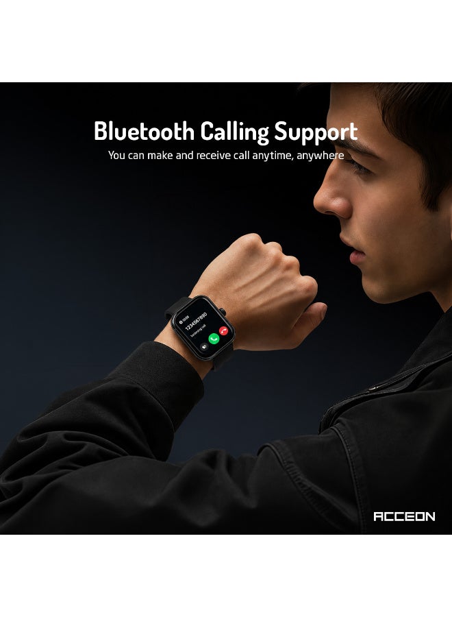 AcceOn Aeris Pro ACC-SW408 Smartwatch – 2.1" Ultra-Clear Display, Bluetooth 5.4 Calling, IP68 Waterproof, Comprehensive Health & Sports Tracking – Includes Extra Silicone Strap – Black - Image 4