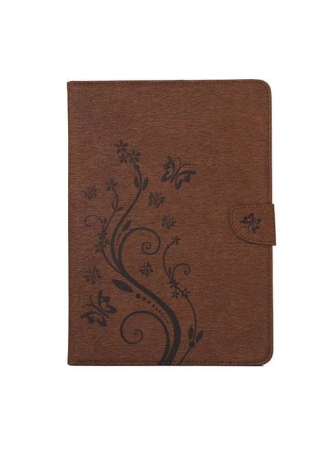 For Apple Ipad Air2 Pro Embossed Leather Case T815 Samsung T560 Printed Butterfly Card Protective Case-Color:Brown-Applicable Model:T530