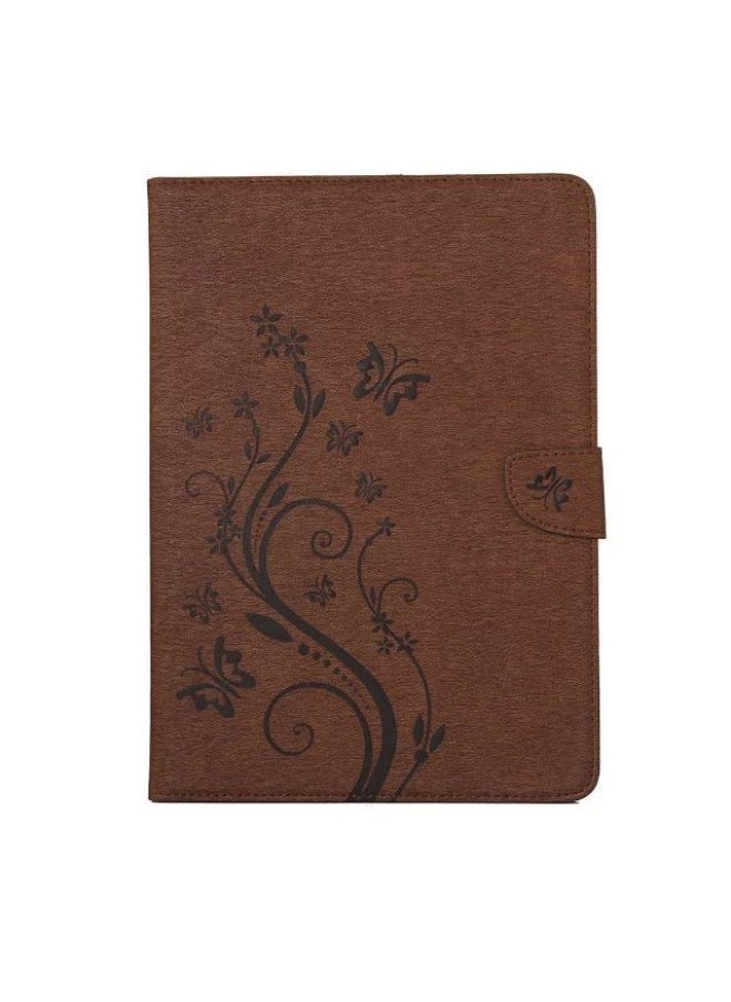 For Apple Ipad Air2 Pro Embossed Leather Case T815 Samsung T560 Printed Butterfly Card Protective Case-Color:Brown-Applicable Model:T530
