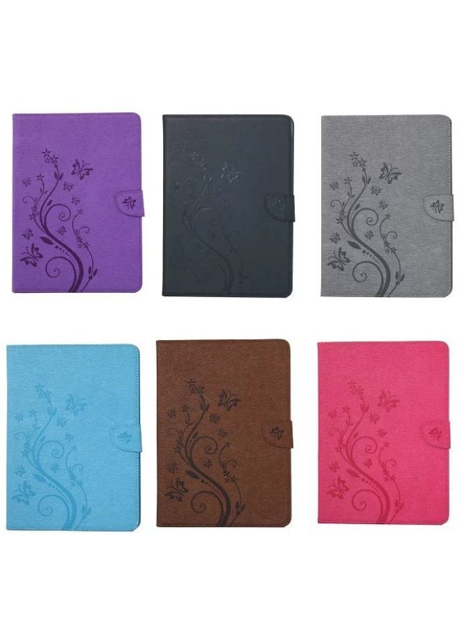 For Apple Ipad Air2 Pro Embossed Leather Case T815 Samsung T560 Printed Butterfly Card Protective Case-Color:Brown-Applicable Model:T530