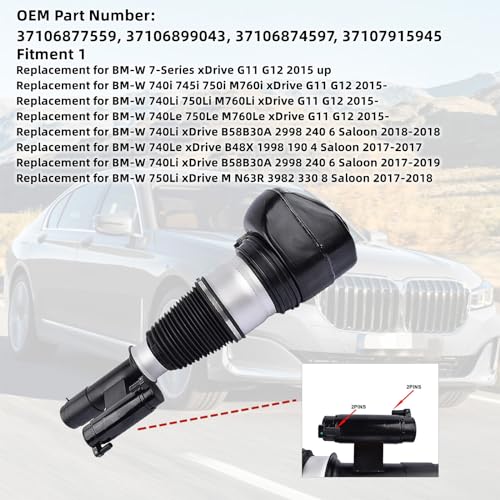 Vahaha Front Left Air Suspension Strut w/EDC Replacement for BMW 7 Series G11 G12 740 750 760 xDrive 4WD 37106877559 37106899043 37106874597 37107915945 - Image 2