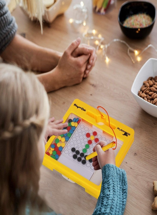 Playmags Magnetic Drawing Board for Kids - Magna Dots Doodle Board with Magnetic Pen - 8x8 Travel Size with Kids Safe Magnets - Fun Toy Toddler Gift - Image 3