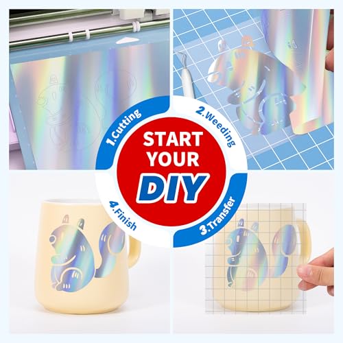 Likcut Holographic Silver Permanent Vinyl - 12" x 6 FT Holographic Adhesive Vinyl Roll Compatible with Cricut Machines, Silhouette Cameo for DIY Home Decor, Commercial, Decals and Signs - Image 4