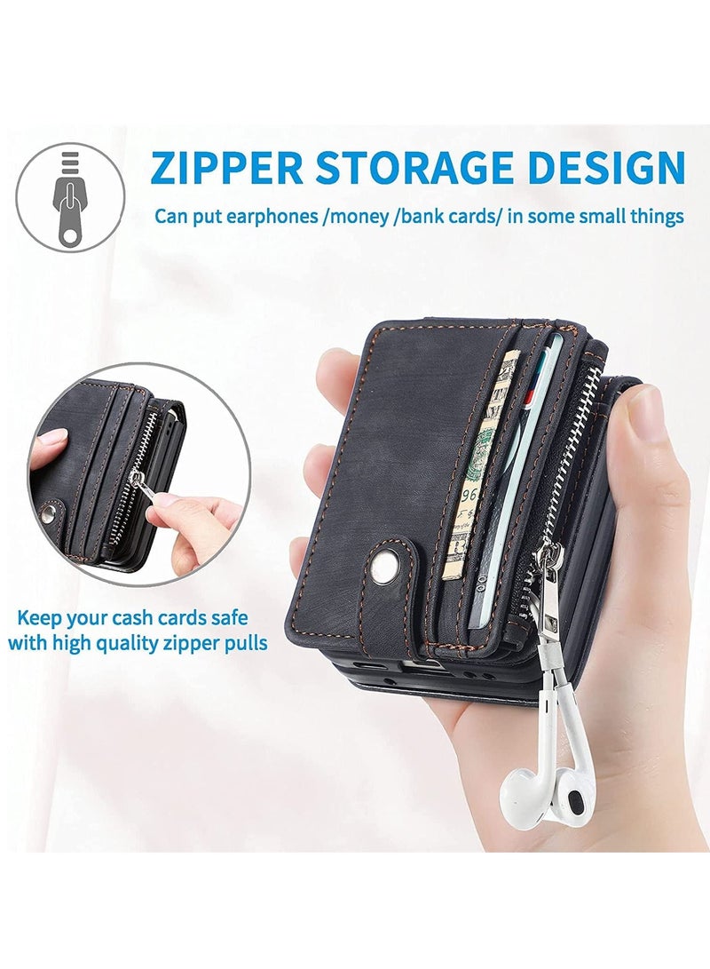 Excefore جراب محفظة لهاتف Galaxy Z Flip 4 مع حامل بطاقات 2 في 1 محفظة بسحاب قابلة للفصل، جراب هاتف قابل للطي من الجلد الصناعي بتصميم نحيف لهاتف Samsung Galaxy Z Flip 4 5G 2022 - Image 4