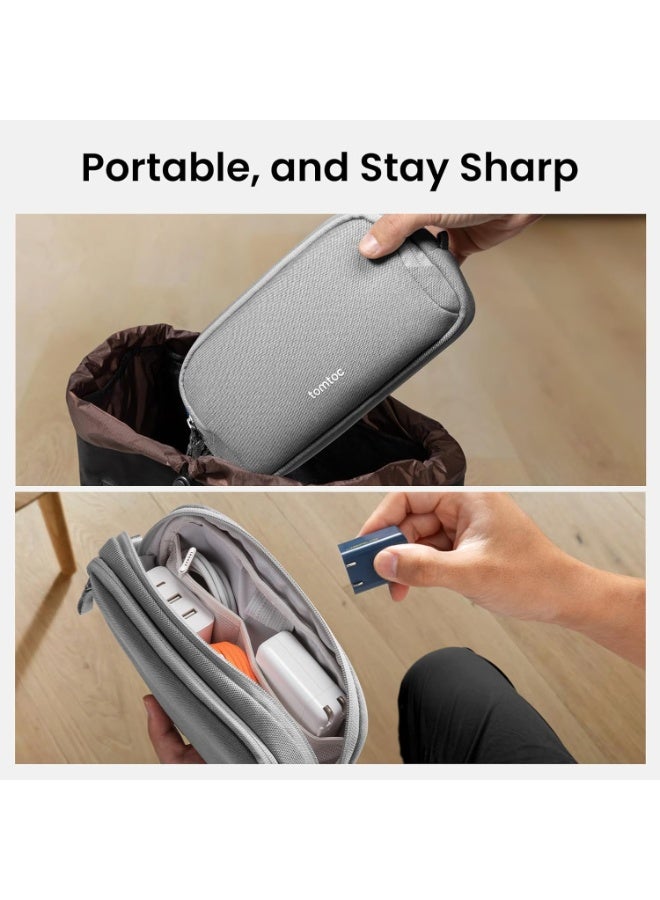 Tomtoc Light-T12 Electronic Organizer Travel Case 1.8L, Water Resistant Dual Compartment Tech Pouch Cable Organization Storage Bag for Charger, Cord, Phone, Hard Drive, Power Bank, Accessories Travel Essentials Eco-Friendly - Image 2