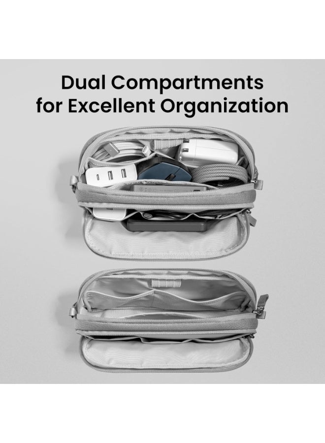 Tomtoc Light-T12 Electronic Organizer Travel Case 1.8L, Water Resistant Dual Compartment Tech Pouch Cable Organization Storage Bag for Charger, Cord, Phone, Hard Drive, Power Bank, Accessories Travel Essentials Eco-Friendly - Image 5