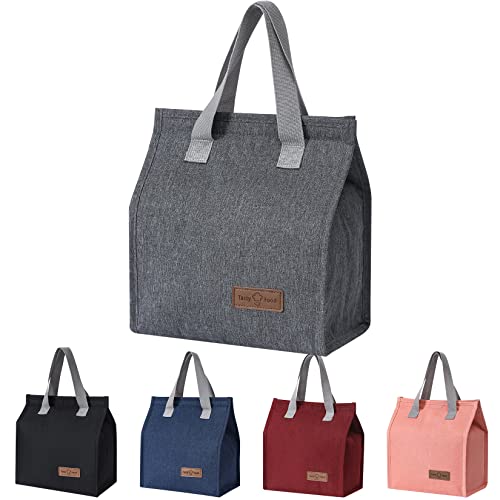 HexinYigjly Lunch Bag Insulated, Lunch Box Bag, Reusable Lunch Tote Bag, Lunch Box Container Bag Insulated for Women, Men, Work, Office, Travel - Grey - Image 1