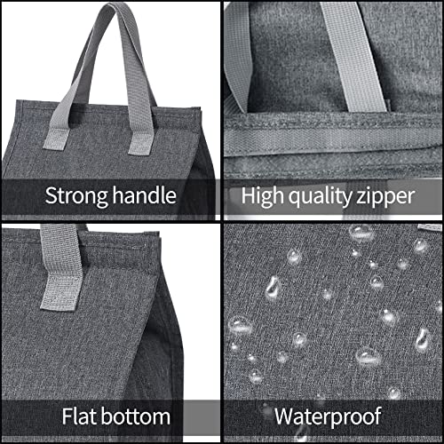 HexinYigjly Lunch Bag Insulated, Lunch Box Bag, Reusable Lunch Tote Bag, Lunch Box Container Bag Insulated for Women, Men, Work, Office, Travel - Grey - Image 4