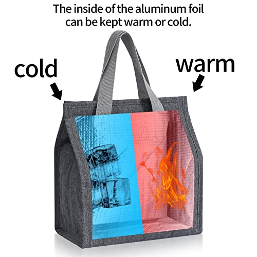 HexinYigjly Lunch Bag Insulated, Lunch Box Bag, Reusable Lunch Tote Bag, Lunch Box Container Bag Insulated for Women, Men, Work, Office, Travel - Grey - Image 3