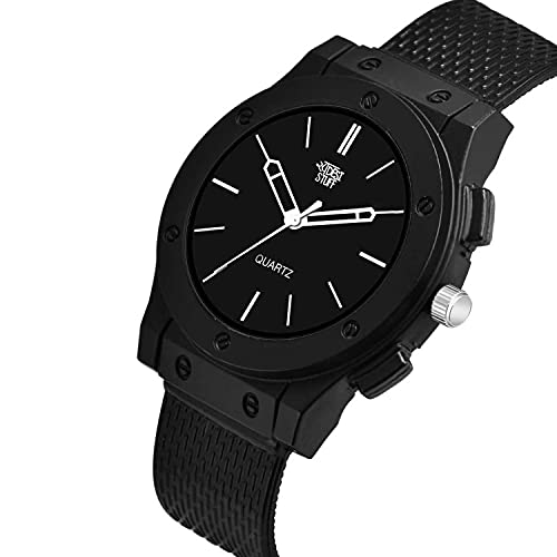 SWADESI STUFF Silicone Bracelet Watch Combo Analog Men's Watch With Black Dial and Band - Image 2