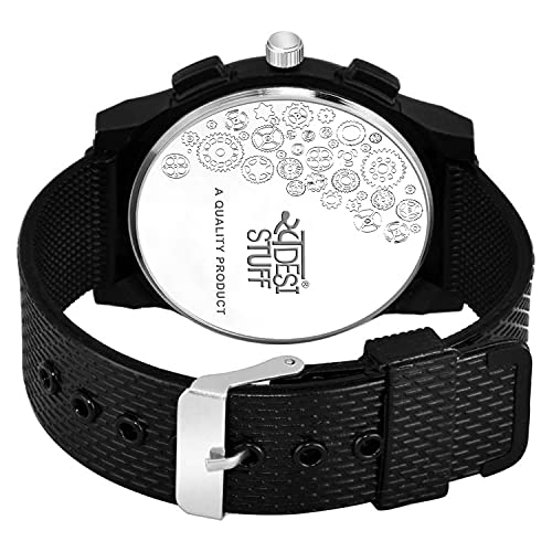 SWADESI STUFF Silicone Bracelet Watch Combo Analog Men's Watch With Black Dial and Band - Image 4