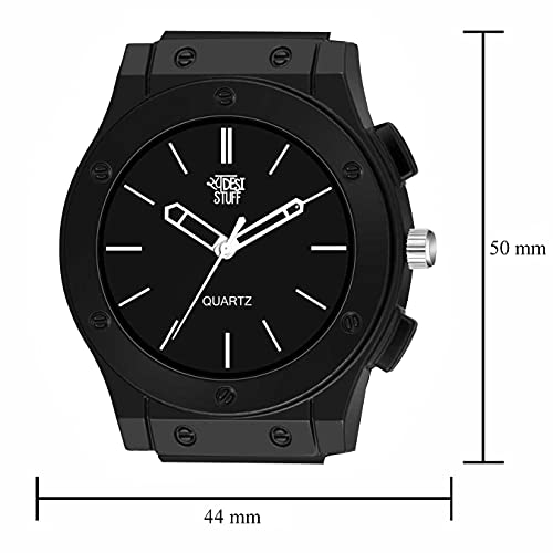SWADESI STUFF Silicone Bracelet Watch Combo Analog Men's Watch With Black Dial and Band - Image 3