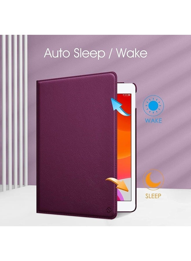 راكسوم جراب دوار 360 درجة لجهاز iPad الجيل التاسع (2021)، والجيل الثامن (2020)، والجيل السابع (2019) - 10.2 بوصة مع حامل قلم وخاصية الإيقاظ/السكون التلقائي - أرجواني - Image 2