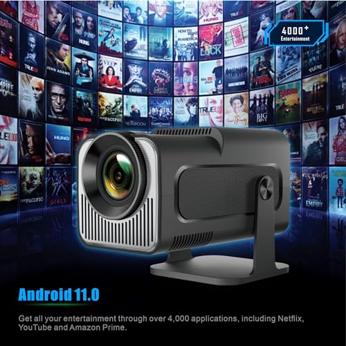WOOPKER جهاز عرض محمول، جهاز عرض ميني HY320 مع واي فاي وبلوتوث، يدعم 4K 1080P مع واي فاي 6 ثنائي النطاق BT5.0 أندرويد 11، جهاز عرض ذكي مع تصحيح تلقائي للزاوية للهاتف/عصا التلفاز/الكمبيوتر المحمول - Image 3