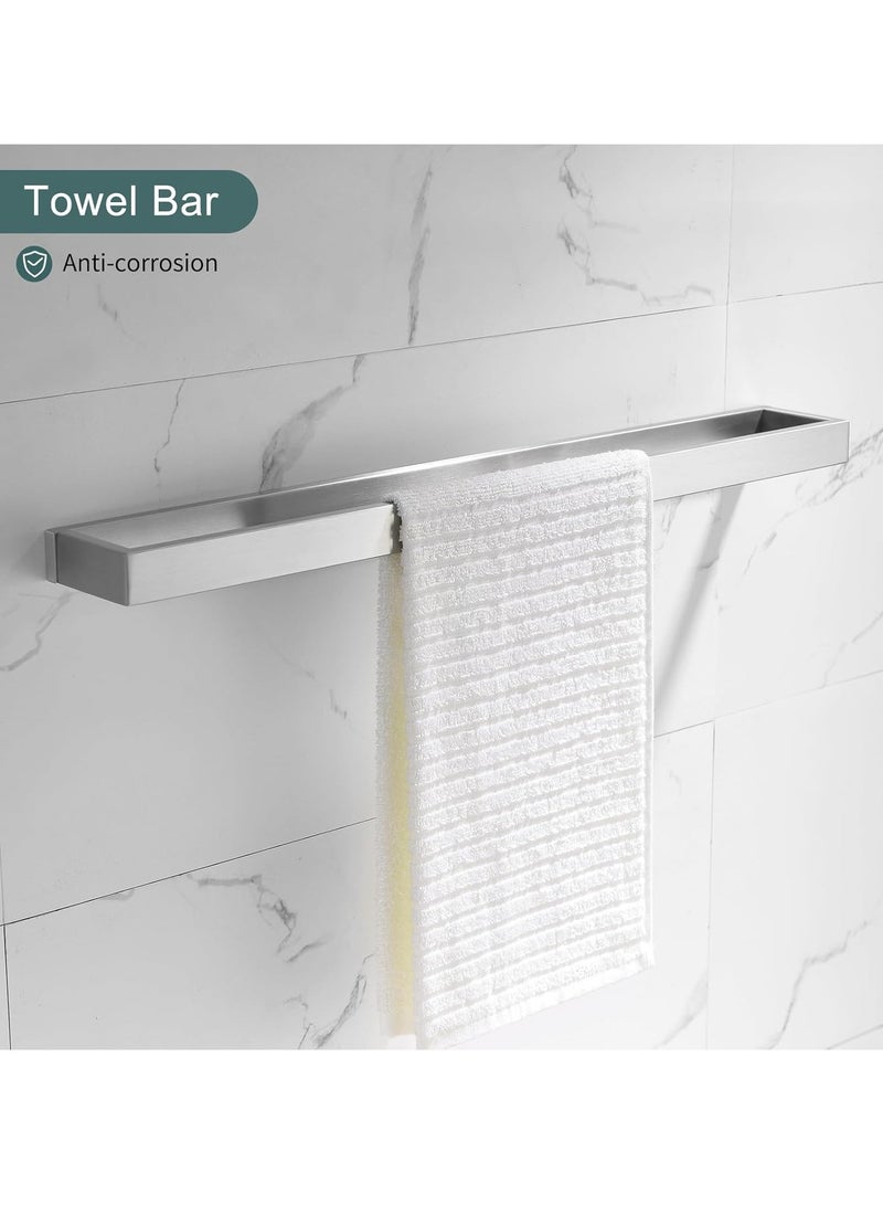Brushed Bathroom Hardware Accessories Set 4 Pcs Stainless Steel Wall Mounted Towel Bar Set, 23.6 Inch Towel Rack Set - Image 2