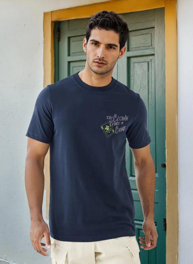 Splash FAV The Joker Print T-shirt with Crew Neck and Short Sleeves
