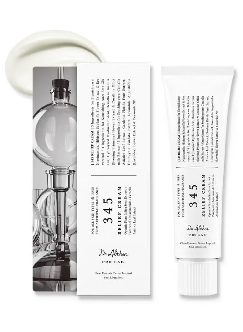 345 Relief Cream 50ml - Dermatologist Tested Niacinamide Repair & Brightening Cream - Image 1