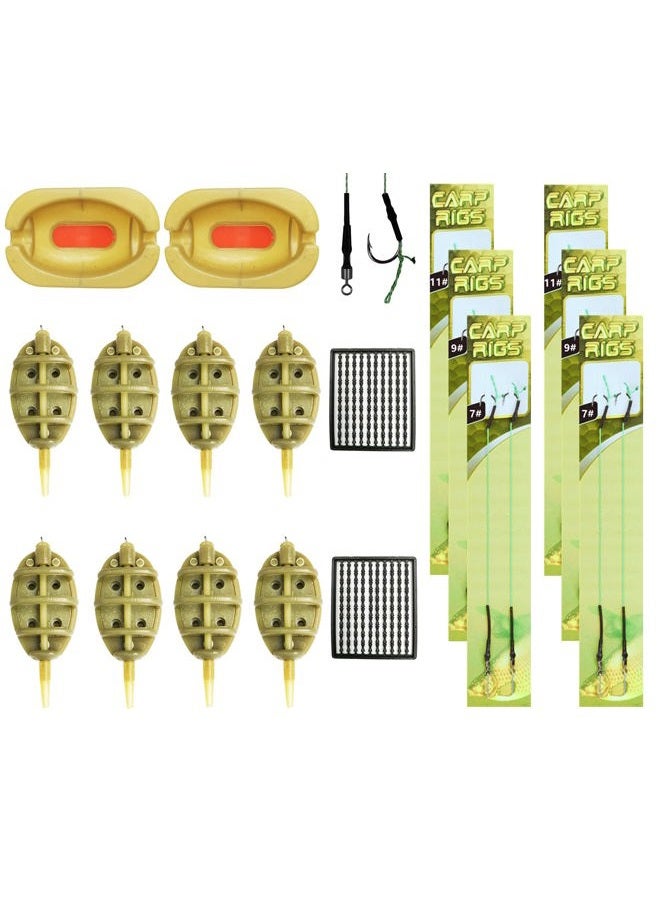 Drchoer Method Feeder Carp Rigs Set: 15g 20g 25g 35g 30g 40g 50g 60g Inline Feeders Carp Fishing Rigs - Image 1