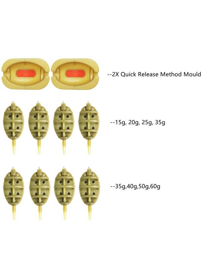 Drchoer Method Feeder Carp Rigs Set: 15g 20g 25g 35g 30g 40g 50g 60g Inline Feeders Carp Fishing Rigs - Image 3