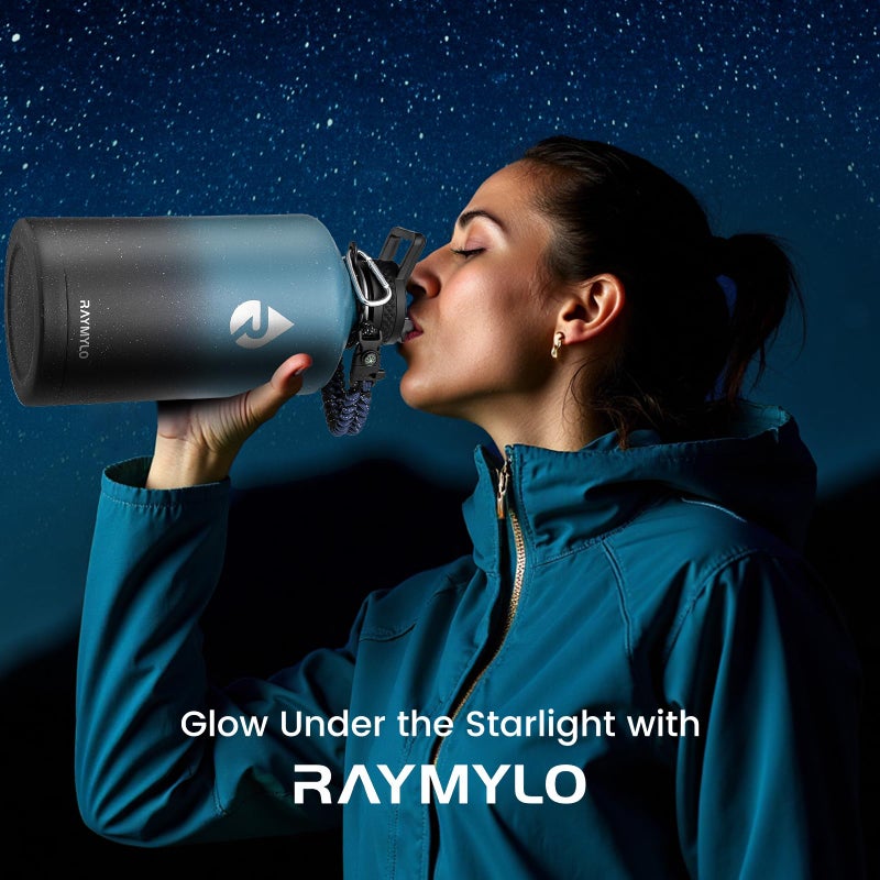 Raymylo 128Oz Insulated Water Bottle  Triple Wall Vacuum Stainless Steel Water Bottles - Keeps Cold 48H  Reusable One Gallon Jug For Gym  Sports  Camping  Hiking Travel  Starry Sky-Indigo/Black - Image 2