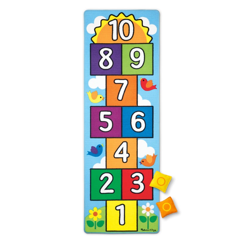 Melissa & Doug Hop and Count Hopscotch Game Rug (3 pcs, 78.5 x 26.5 inches) Classic Hopscotch Rug for Kids - Image 4