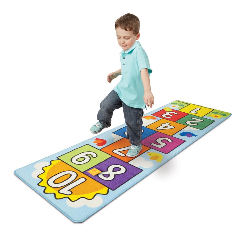 Melissa & Doug Hop and Count Hopscotch Game Rug (3 pcs, 78.5 x 26.5 inches) Classic Hopscotch Rug for Kids - Image 3
