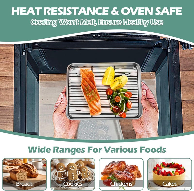 TeamFar Small Cooling Rack (Set of 2), 8.75’’ x 6.25’’ Coated Stainless Steel Wire Rack Baking Racks for Cooking Grilling Cooling, with Non-stick Coating, Healthy & Sturdy, Oven safe & Easy Clean - Image 5
