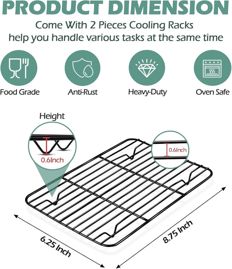 TeamFar Small Cooling Rack (Set of 2), 8.75’’ x 6.25’’ Coated Stainless Steel Wire Rack Baking Racks for Cooking Grilling Cooling, with Non-stick Coating, Healthy & Sturdy, Oven safe & Easy Clean - Image 2